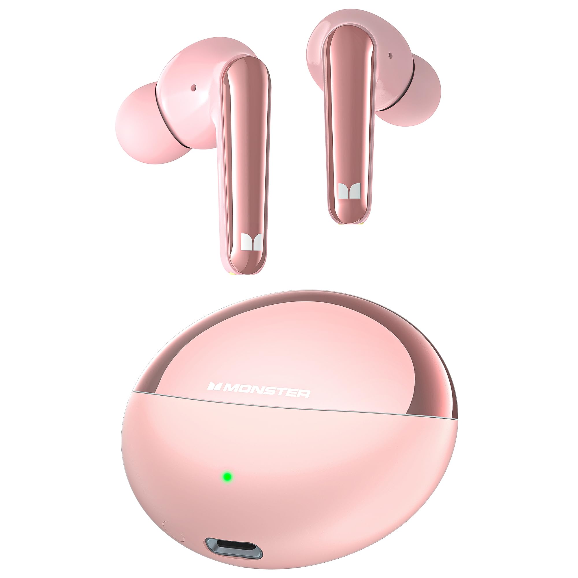 Monster N-Lite 203 Wireless Earbuds Bluetooth 5.3 - HiFi Stereo Sound, 30H Playtime, Crystal Clear Calls, Type-C Fast Charging, IPX6 Waterproof in-Ear Headphones for Gym, Running, Work & Travel