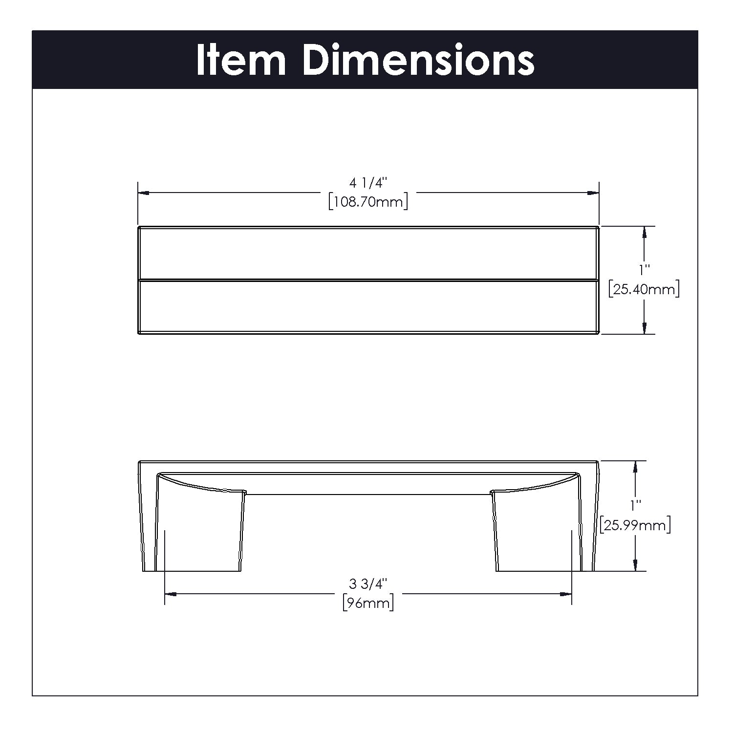 Avenue Pull 3 3/4 Inch (96mm) Center to Center Cabinet Handle - Polished Nickel Finish for Kitchen, Bathroom & Furniture Drawers