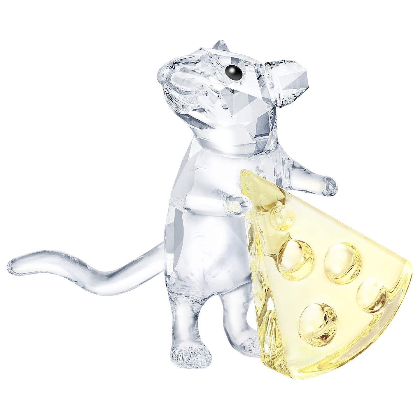 Swarovski Crystal Mouse with Cheese - Elegant Desk Decor for Home & Office | Perfect Gift for Collectors & Cheese Lovers