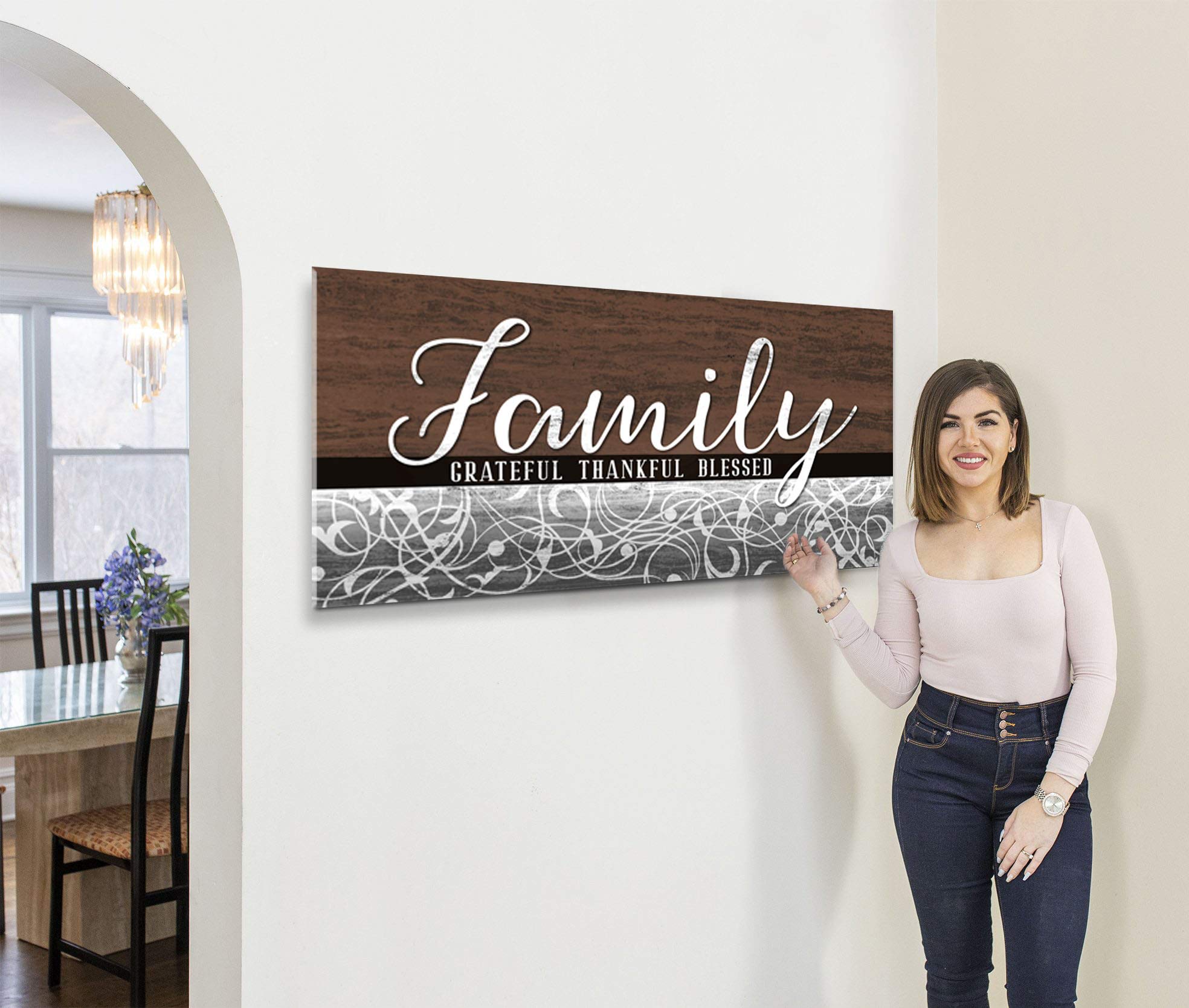 Farmhouse Decor - Family Wall Art Canvas (60x27) for Living Room & Home