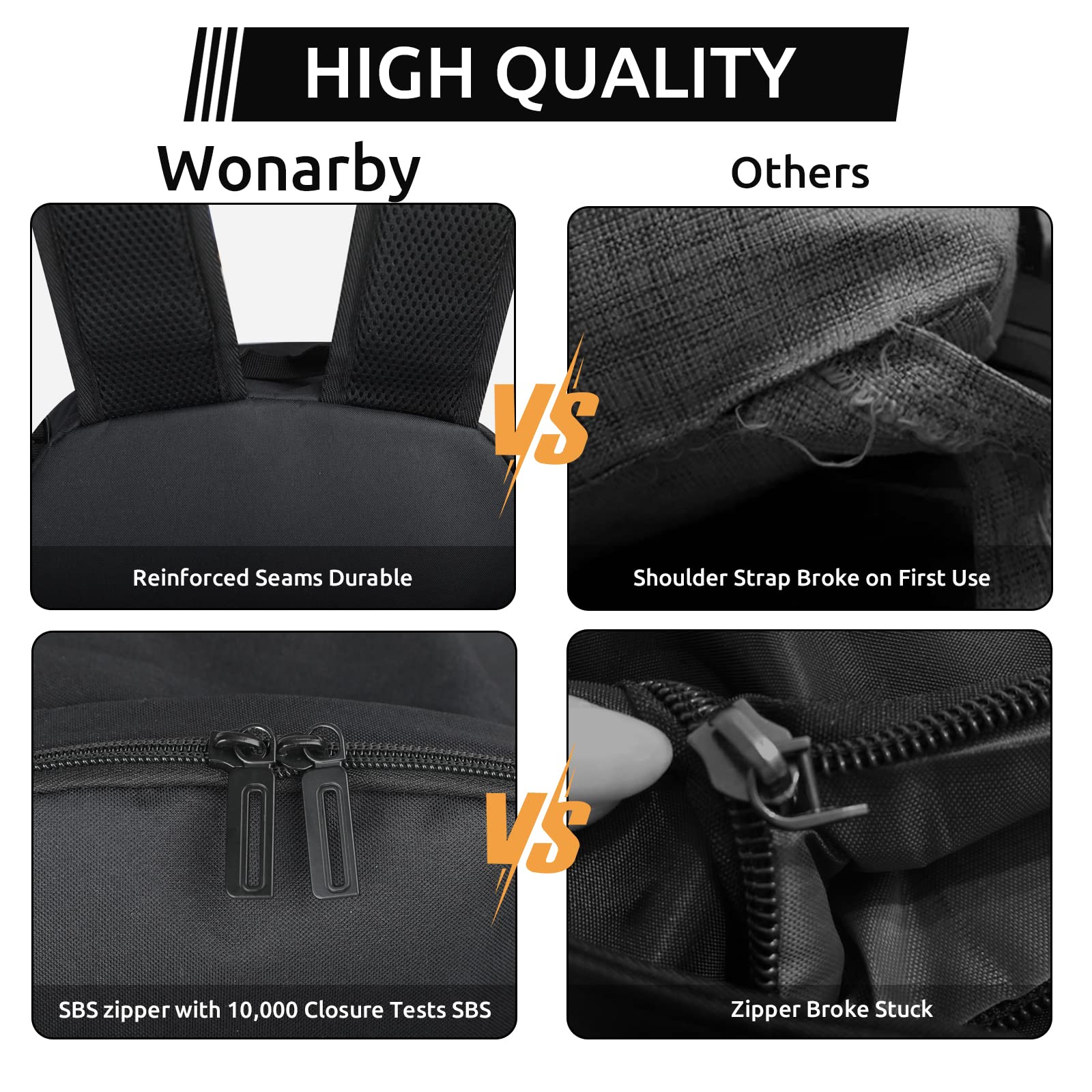 Lightweight Laptop College Backpack for Women & Men - Black Bookbag with Computer Compartment, Large Travel & Work Backpack for Students, Professionals, and Daily Commute