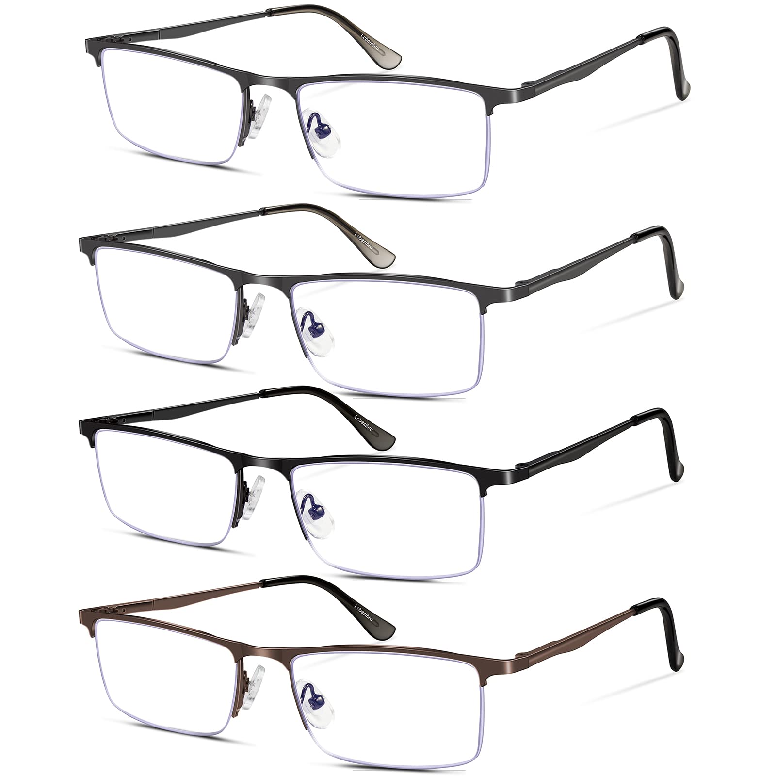 Blue Light Blocking Reading Glasses for Men - Anti Glare Computer Glasses with Metal Frame - Perfect for Office Work, Gaming & Night Reading