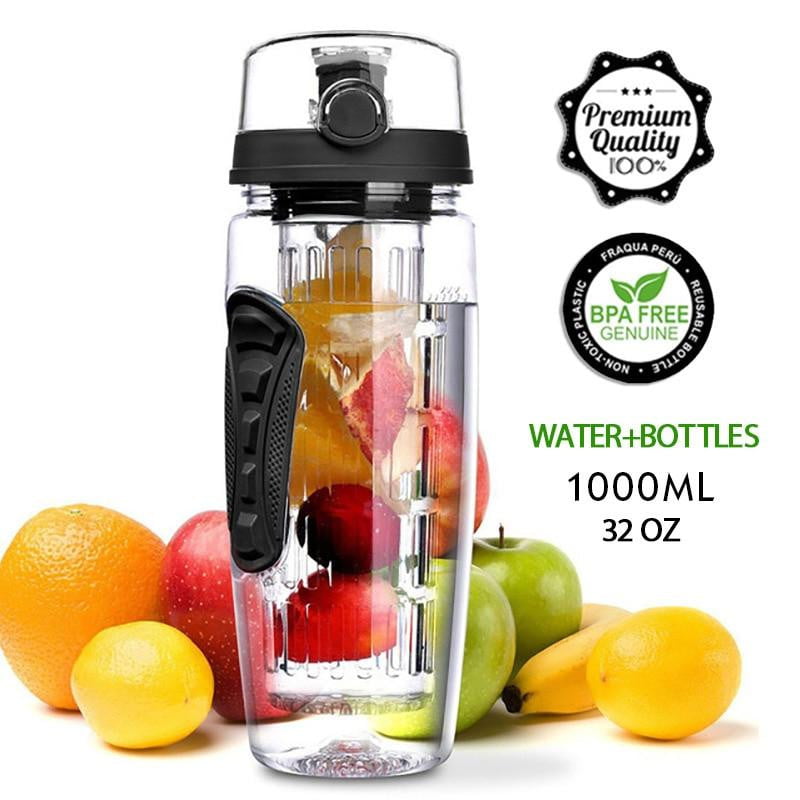 32 oz (1L) BPA-Free Tritan Water Bottle with Pop Top Infuser - Leakproof, Durable & Eco-Friendly - Perfect for Gym, Hiking, Yoga & Everyday Hydration