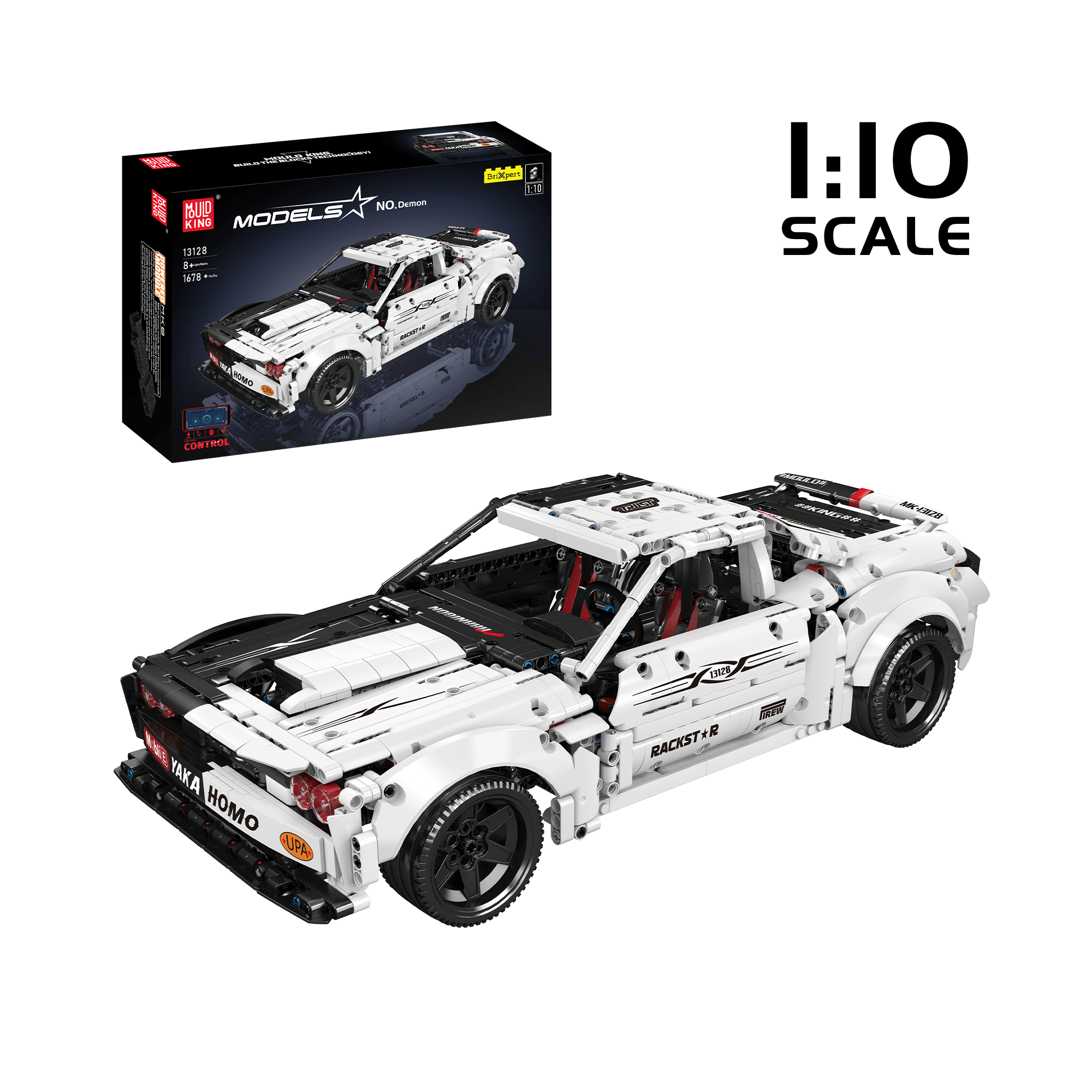 MOULD KING 13128 Remote Control Hellcat Muscle Car Building Blocks Set - 1678 PCS STEM Toy for Adults & Kids | DIY Model Car Kit for Collectors, Birthday Gifts & Home Decoration