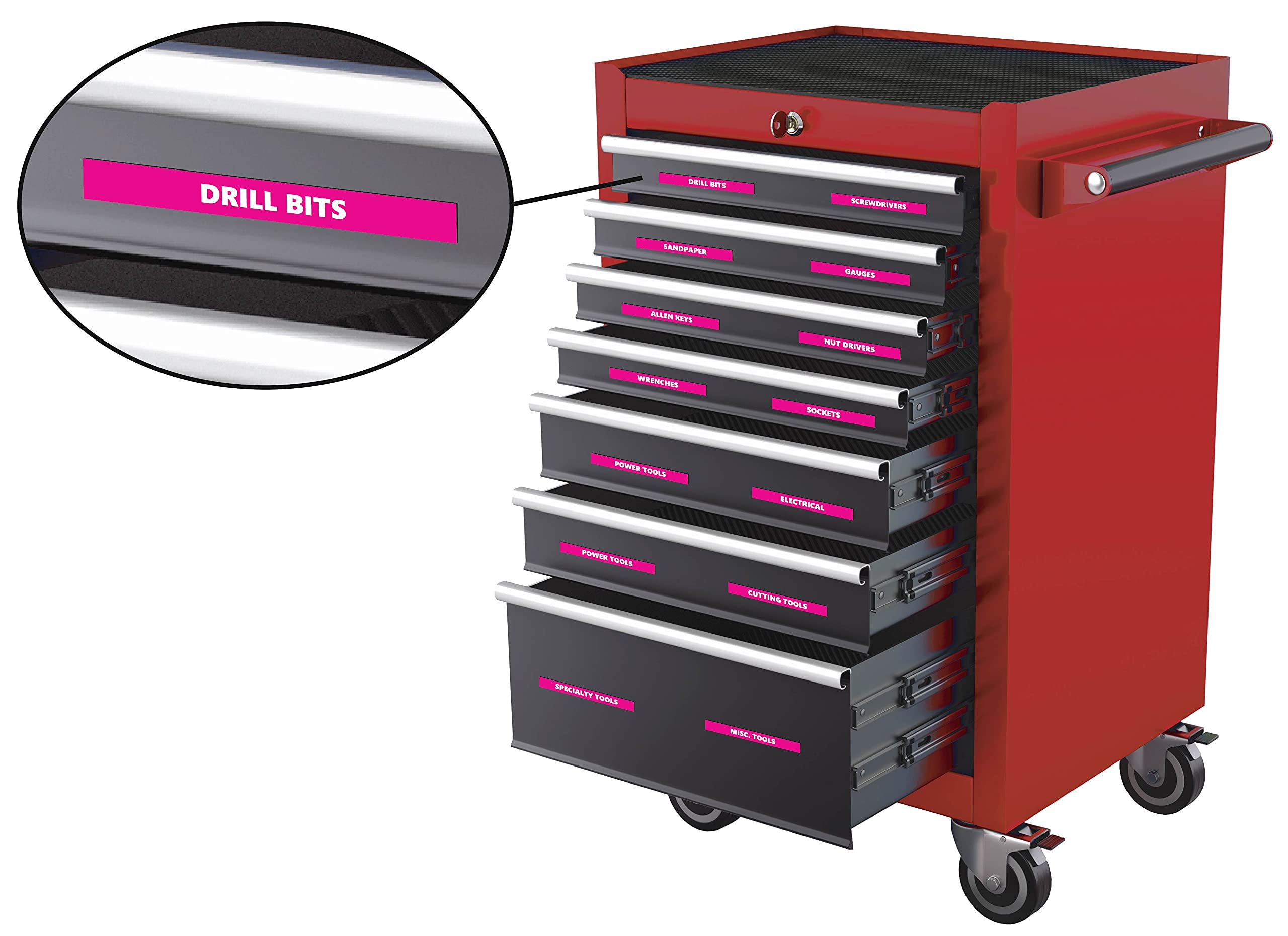 DCM Solutions Pink Toolbox Sticker Labels 0.5x4.5