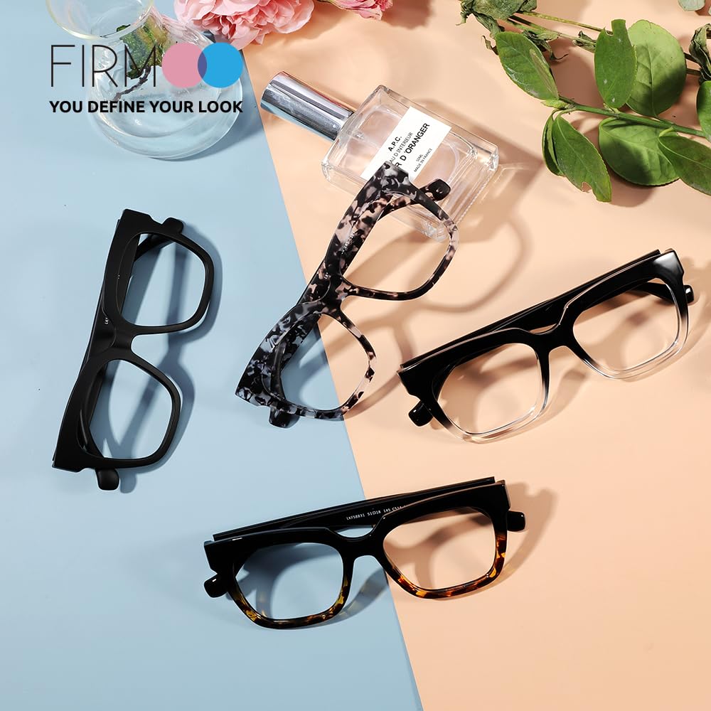 Firmoo Oversize Square Blue Light Blocking Glasses for Women & Men - Anti Eyestrain, UV Protection Computer Glasses for Gaming, Office Work & Screen Time