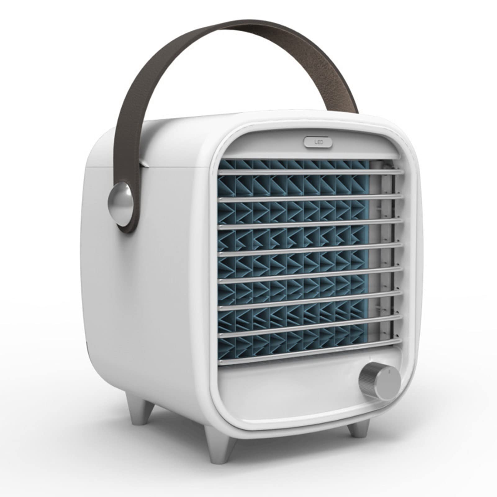 Mini Air Cooler - Portable Evaporative Cooling Fan with Ambient Lighting & Handle, Personal Desk Air Conditioner for Home, Office, Outdoor, Camping & Travel Use