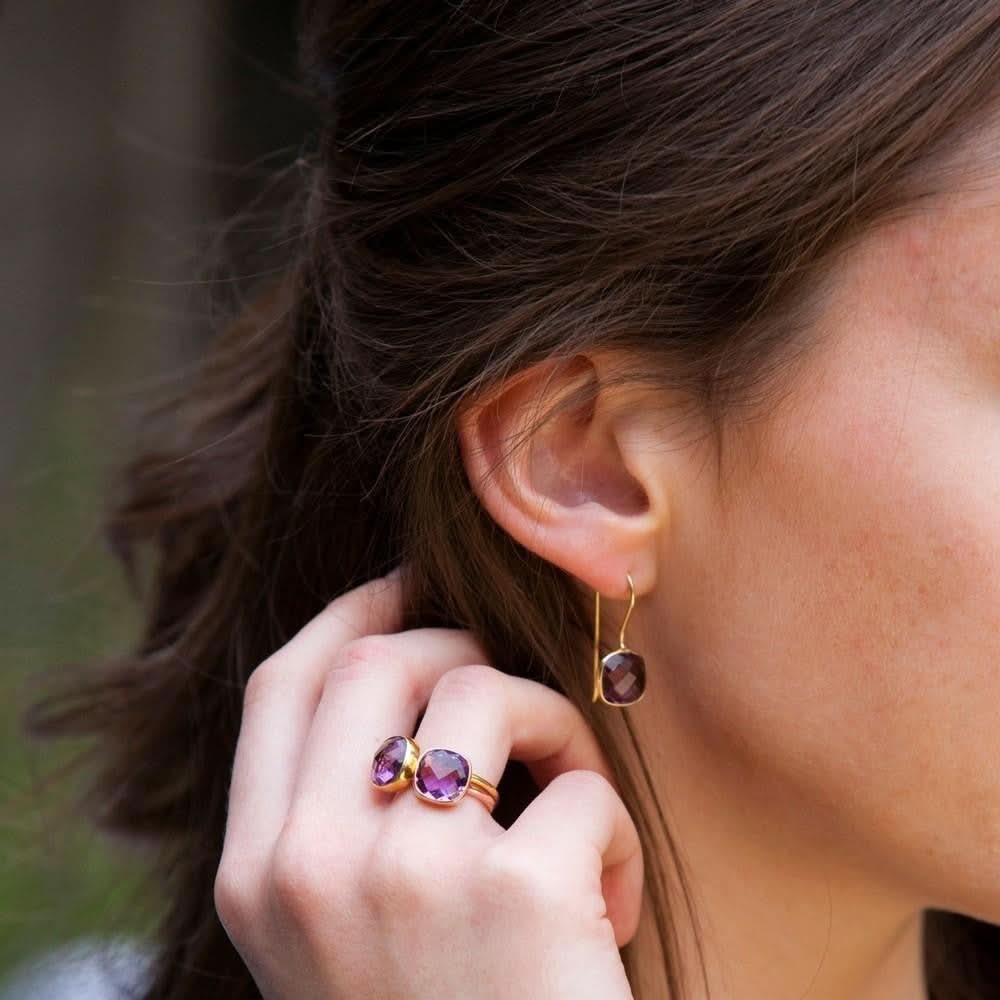 Elegant Purple Amethyst Cocktail Ring in Gold - Perfect for Evening Parties & Special Occasions