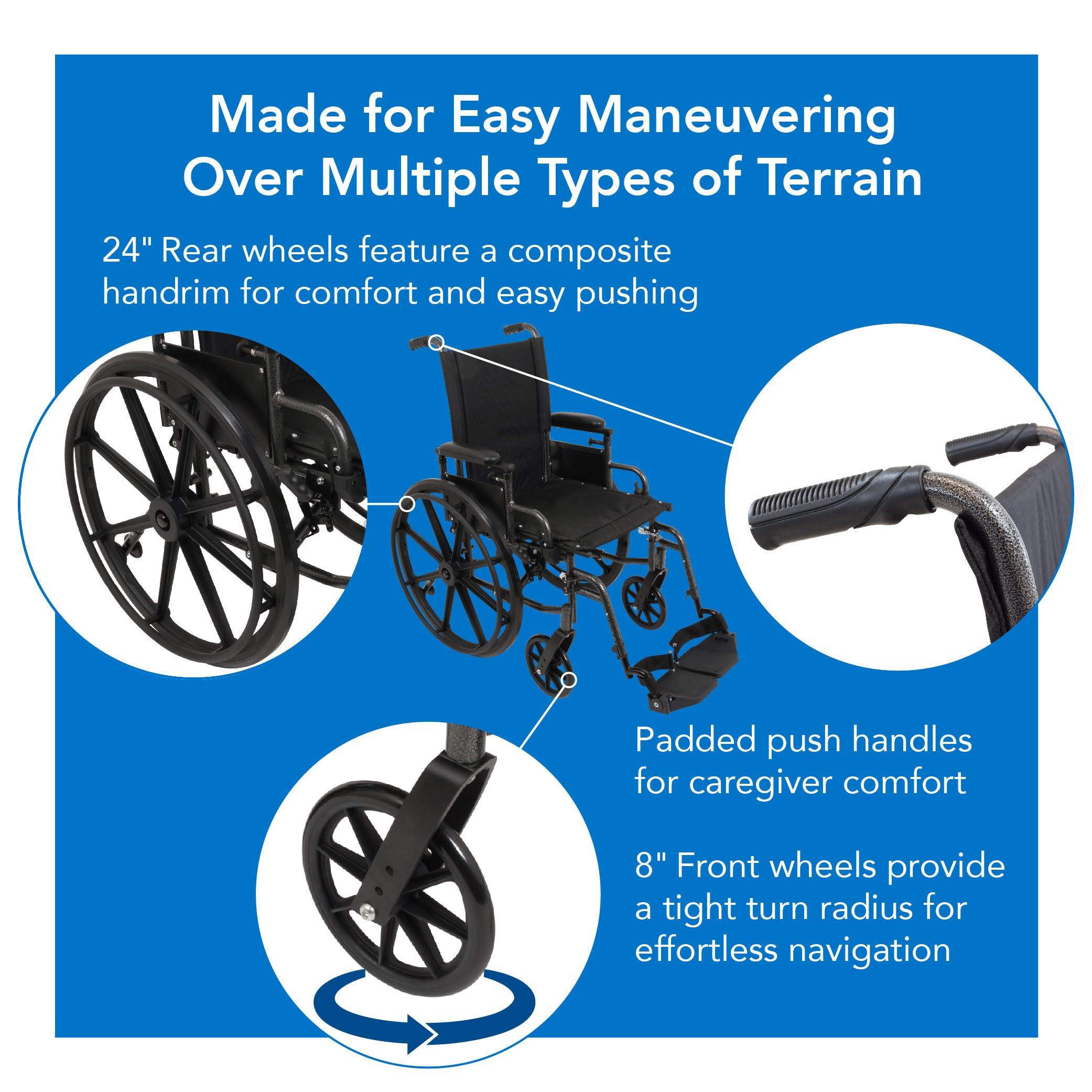 Ultra Lightweight Wheelchair for Adults - Adjustable Seat Height & Flip-Back Desk Arms - Elevating Leg Rests - 20