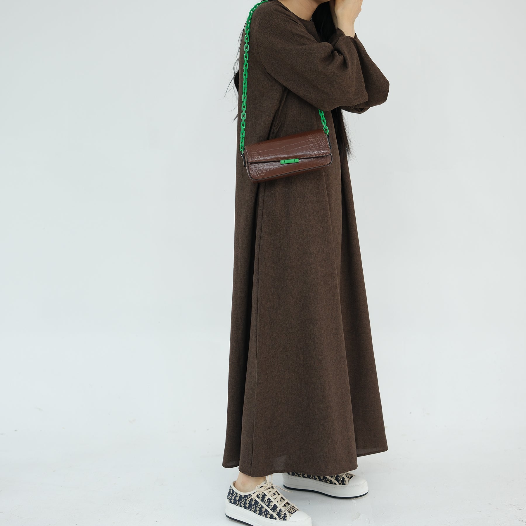 Stylish Heather Everyday Abaya in Brown - Modest Islamic Dress for Women | Perfect for Prayer, Work & Casual Wear