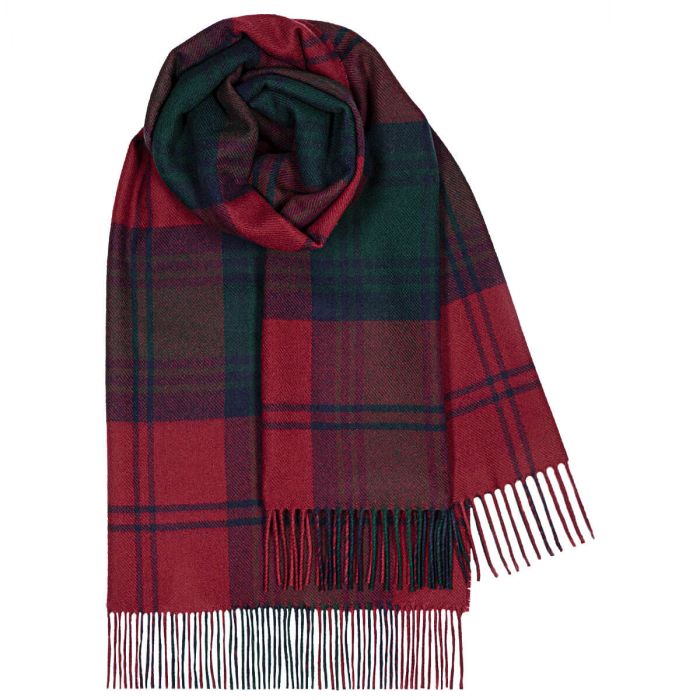 Bobbie Lindsay Modern Tartan Lambswool Stole - Soft Wool Scarf for Women & Men - Perfect for Winter Fashion, Office Wear & Holiday Outfits