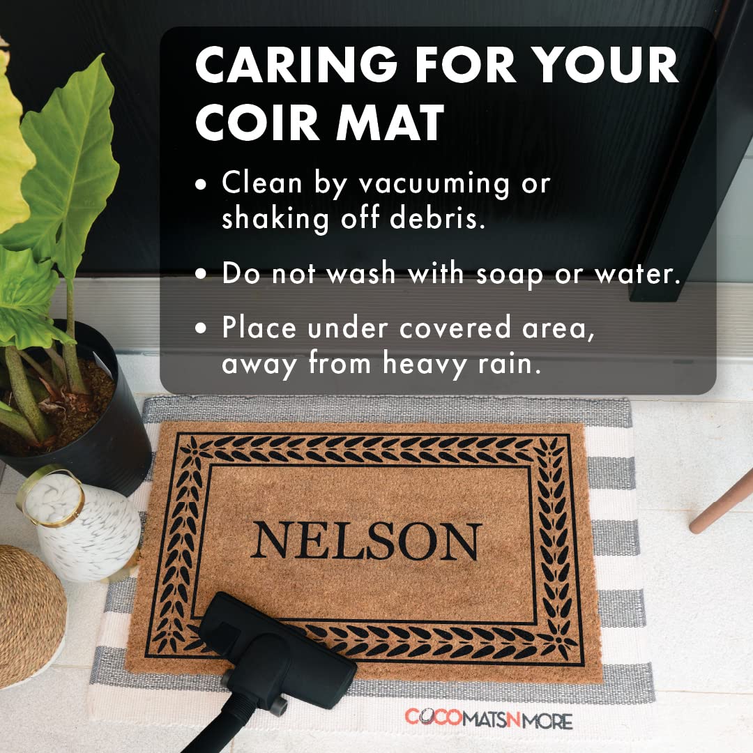 COCO MATS 'N MORE 38x60 Inch Personalized Outdoor Doormat - Durable Black Coconut Coir Fiber Mat for Double Doors | Heavy-Duty Dirt Trapping | Minimal Shedding | Perfect for Entryways, Patios & High-Traffic Areas