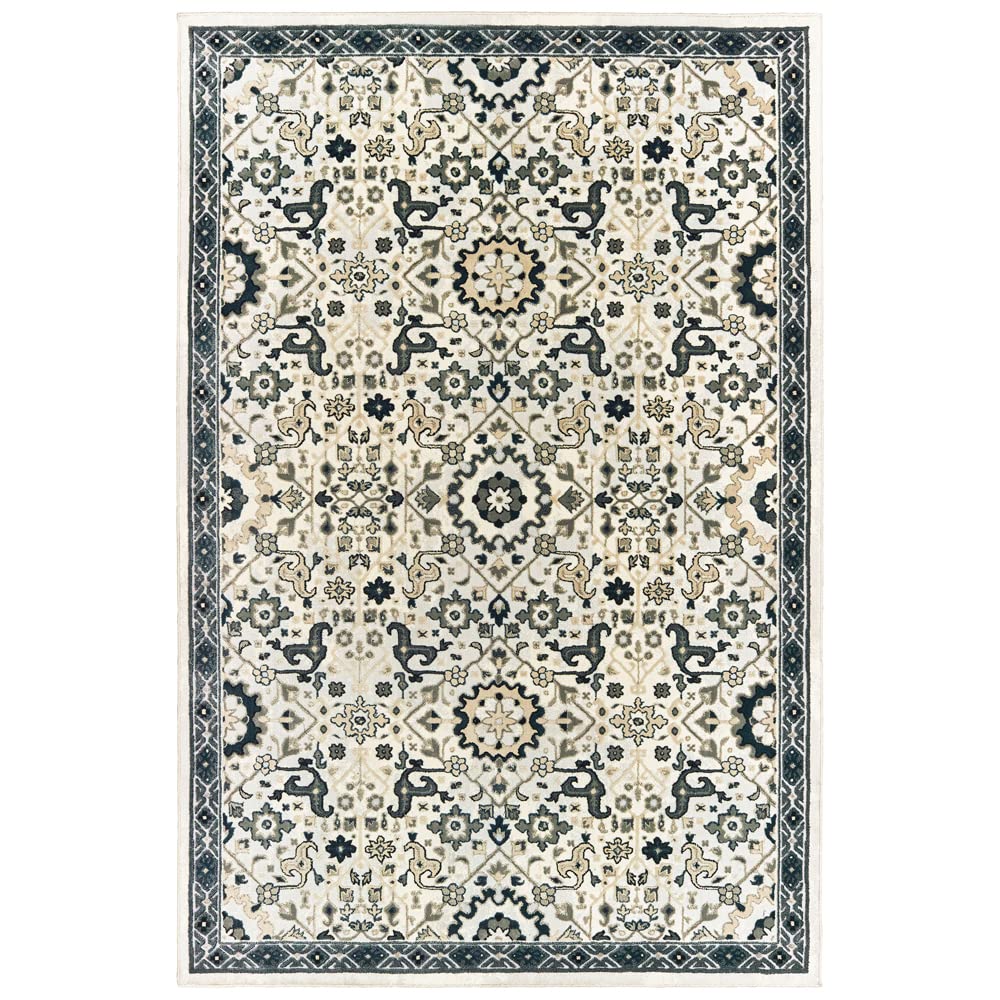 Bowen Casual Rugs 073J2 - Soft Non-Slip Area Rug for Living Room, Bedroom & Office - Modern Home Decor Floor Mat (5'x7', Beige) - Perfect for Cozy Spaces, Pet-Friendly & Easy to Clean