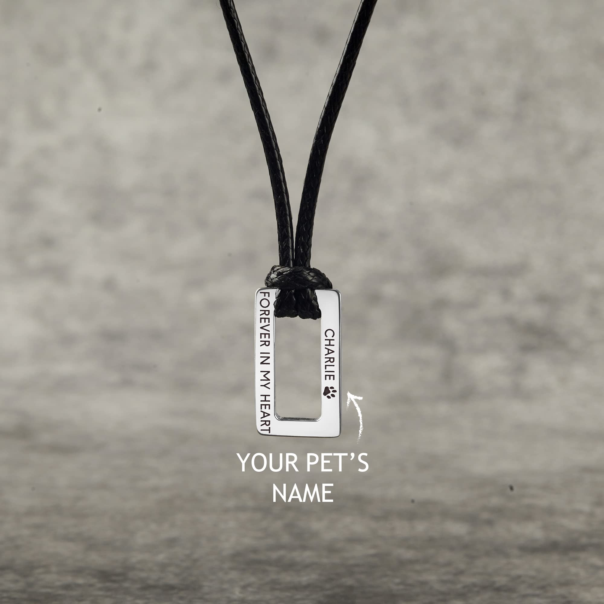 Personalized PU Leather Pet Name Necklace with 925 Sterling Silver Charm - Memorial Gift for Dog, Cat Loss, Birthday Present for Pet Lovers - Perfect for Remembrance, Sympathy & Special Occasions