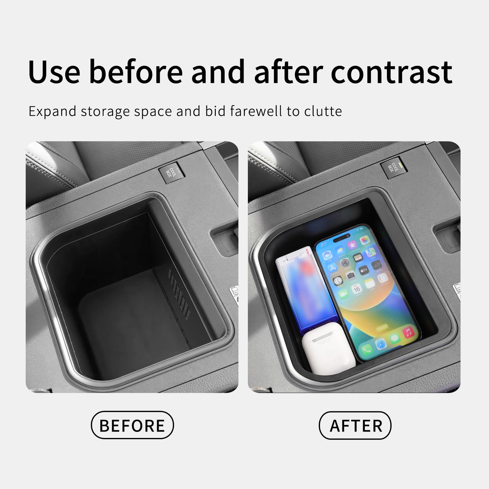 Smabee ABS Center Console Cool Box Organizer Tray for 2024-2025 Toyota Land Cruiser Prado 250 & Lexus GX 550 - Armrest Storage Accessory (Black) | Perfect for Road Trips, Camping & Daily Commute
