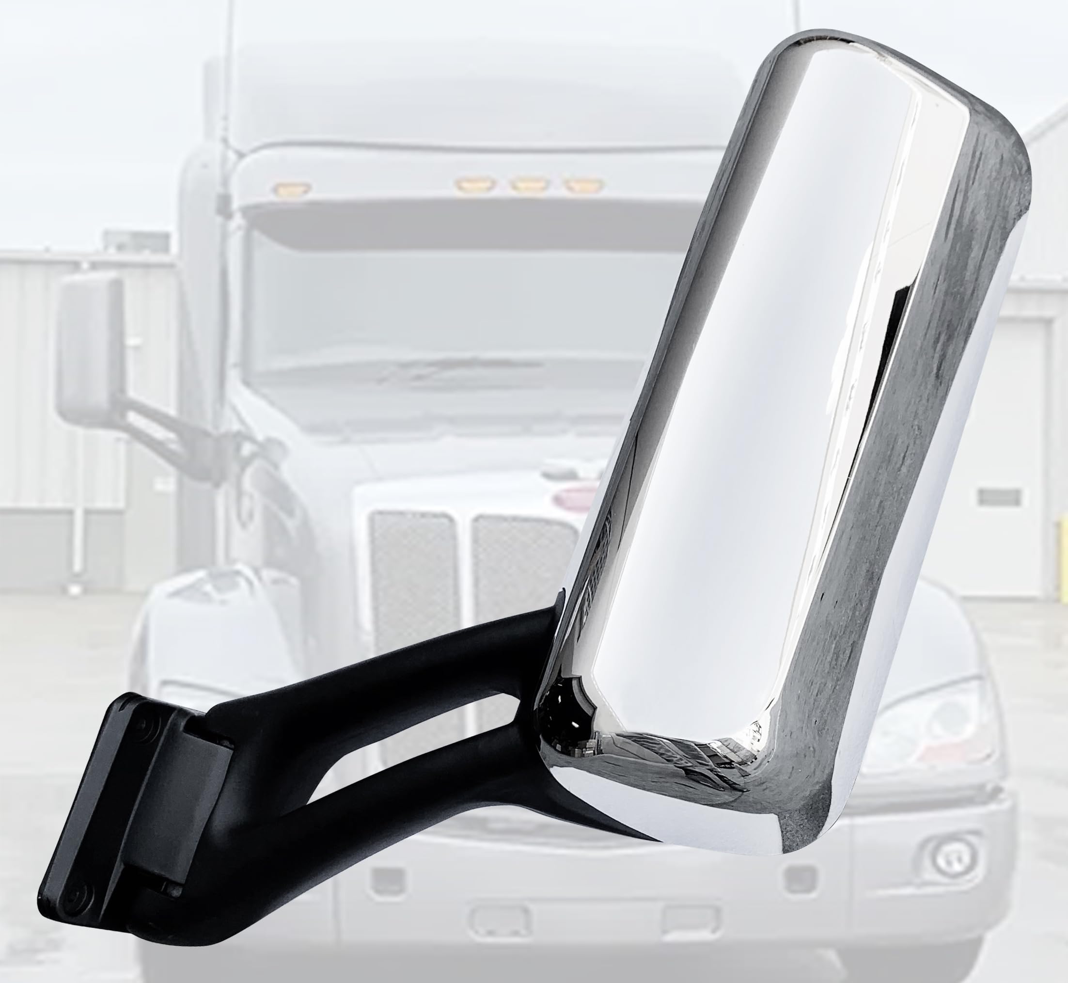 QSC Chrome Replacement Door Mirrors with Arms - Left Driver Side for Peterbilt 579 Trucks | Heavy Duty Truck Accessories for Enhanced Visibility & Safety | Perfect for Long Haul Trucking & Fleet Maintenance