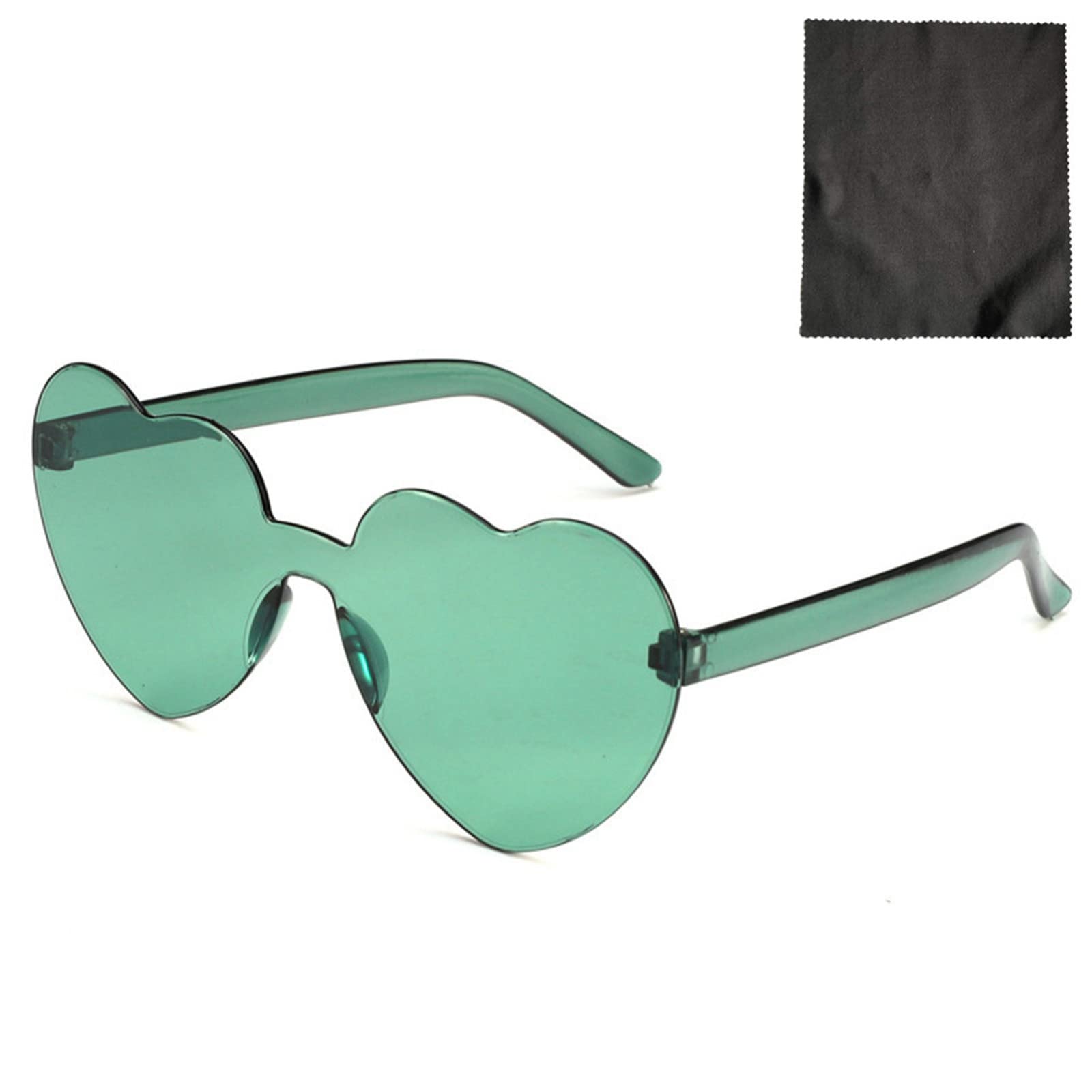 Trendy Heart Sunglasses for Women - Rimless Transparent Candy Color Love Glasses | Perfect for Summer Beach Parties, Music Festivals & Fashion Accessories