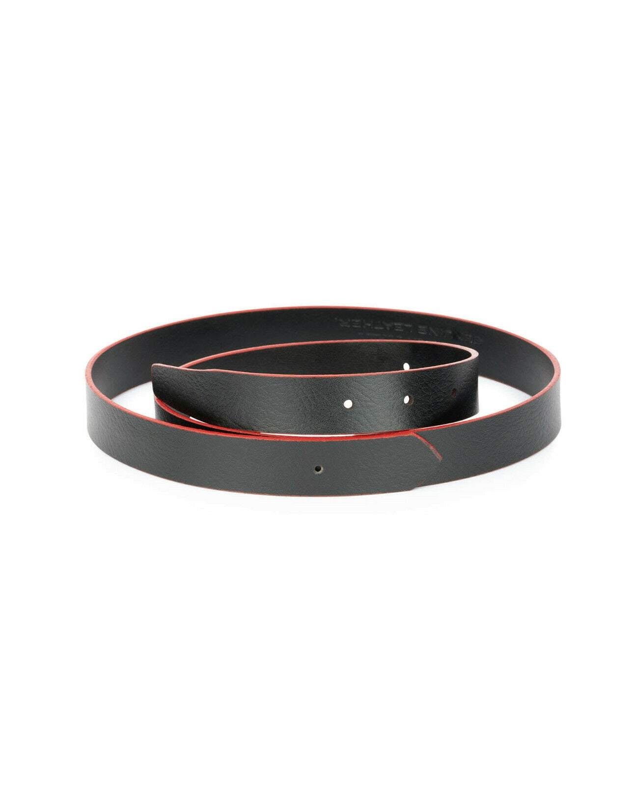 Montblanc Black Leather Belt with Red Edges - 1 Inch (25mm) Unisex Strap for Men & Women - Perfect for Office, Formal Events & Everyday Wear