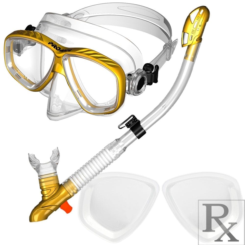 Promate Pro Viewer Prescription Snorkeling Mask with Ultra Dry Snorkel Set - Anti-Fog, Leak-Proof Design for Clear Underwater Vision (SCS0096 RX) | Perfect for Scuba Diving, Snorkeling Trips & Ocean Adventures