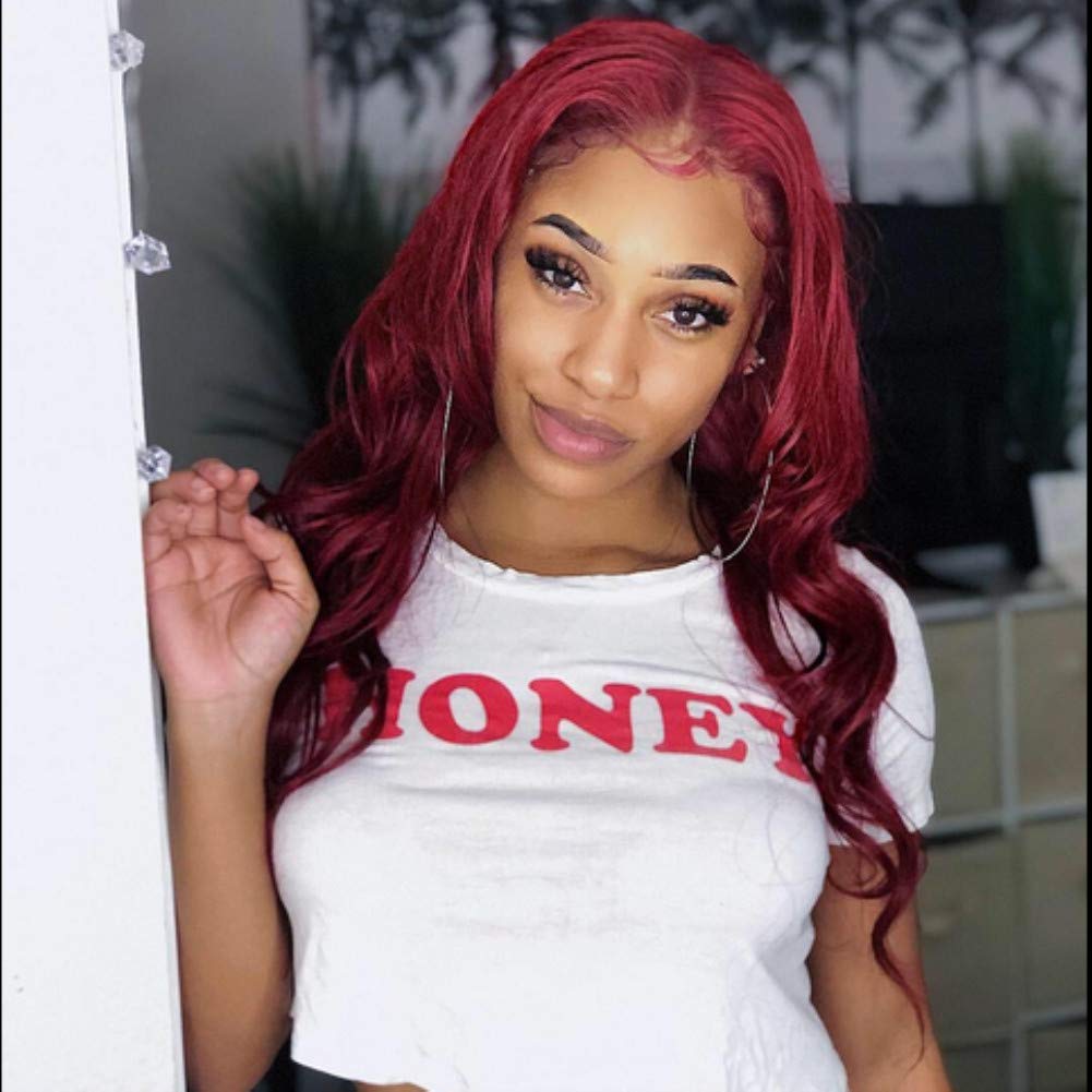 13x6 Burgundy Lace Front Human Hair Wig - 150% Density Loose Wave with Baby Hair for Black Women (24 Inch) | Perfect for Daily Wear, Parties & Special Occasions
