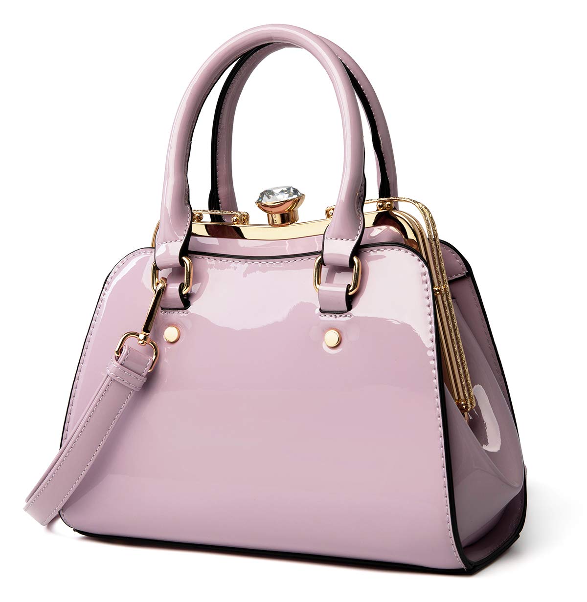 LJOSEIND Shiny Patent Leather Handbag for Women - Fashionable Shoulder Bag & Satchel Purse with Top Handle | Perfect for Work, Party & Daily Use