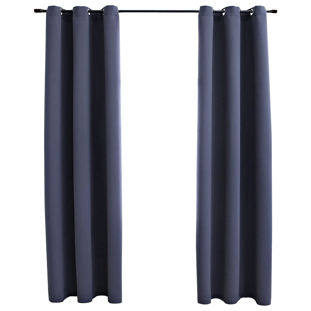 Esenlong Blackout Curtains 84 Inch Long - 2 Panels Thermal Insulated Noise Reducing Window Drapes with Rings, Anthracite Grey (37x84 Inches) - Perfect for Bedroom, Nursery & Home Theater