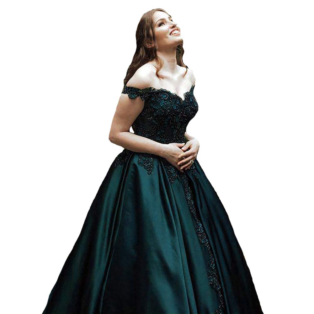 Kivary Off The Shoulder V Neck Beaded Lace Long Ball Gown Prom Evening Dresses for Women - Elegant Formal Gown for Homecoming, Wedding Guest, Red Carpet & Special Occasions