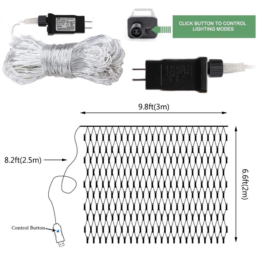 Green LED Net Lights for St. Patrick's Day, Christmas & Halloween Decorations - 9.8ft x 6.6ft Outdoor Mesh Fairy Lights for Trees, Gardens, Walkways & Bushes - Perfect for Party, Wedding & Holiday Lighting
