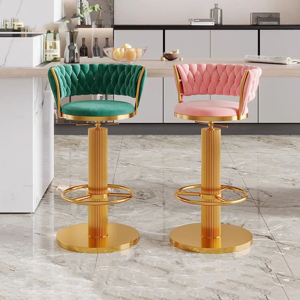 Luxury Velvet Bar Stools for Kitchen Island & Counter - Adjustable Height Modern Bar Chairs for Home, Cafe & Restaurant Decor