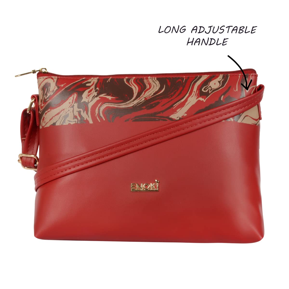 Stylish Enoki Women's Crossbody Handbag - Fashionable Red Leather Purse for Work, Travel & Everyday Use