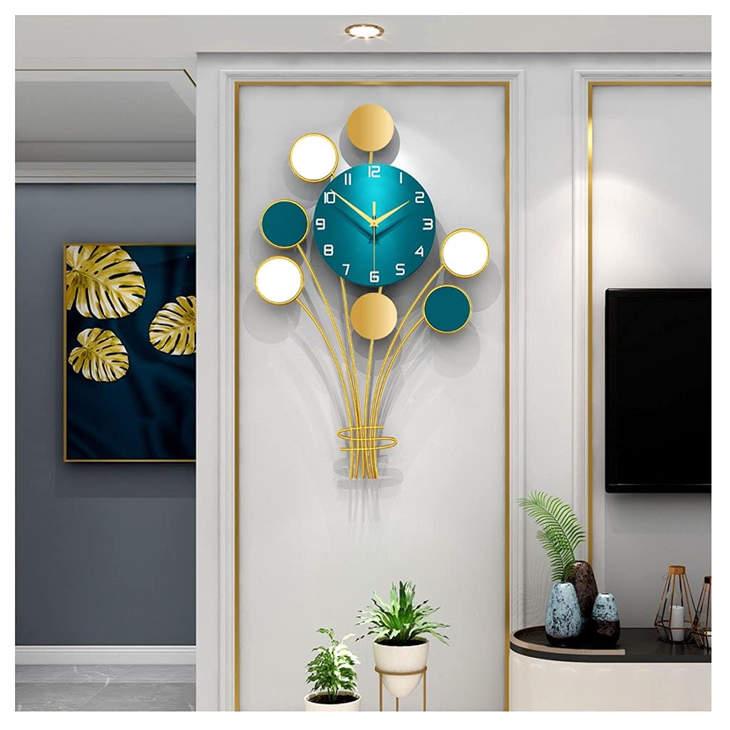 TOMYEUS Large Blue Metal Wall Clock - Silent Nordic Balloon Design, Frameless Modern Decor for Living Room, Bedroom, Office | Perfect for Home & Workspace Décor