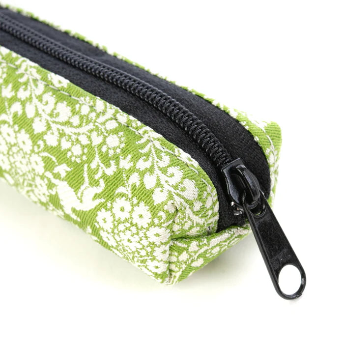Japanese Nishijin Woven Pencil Case - Kyoto Traditional Floral & Dog Design - Handcrafted in Japan | Perfect for School, Office & Art Supplies Organization