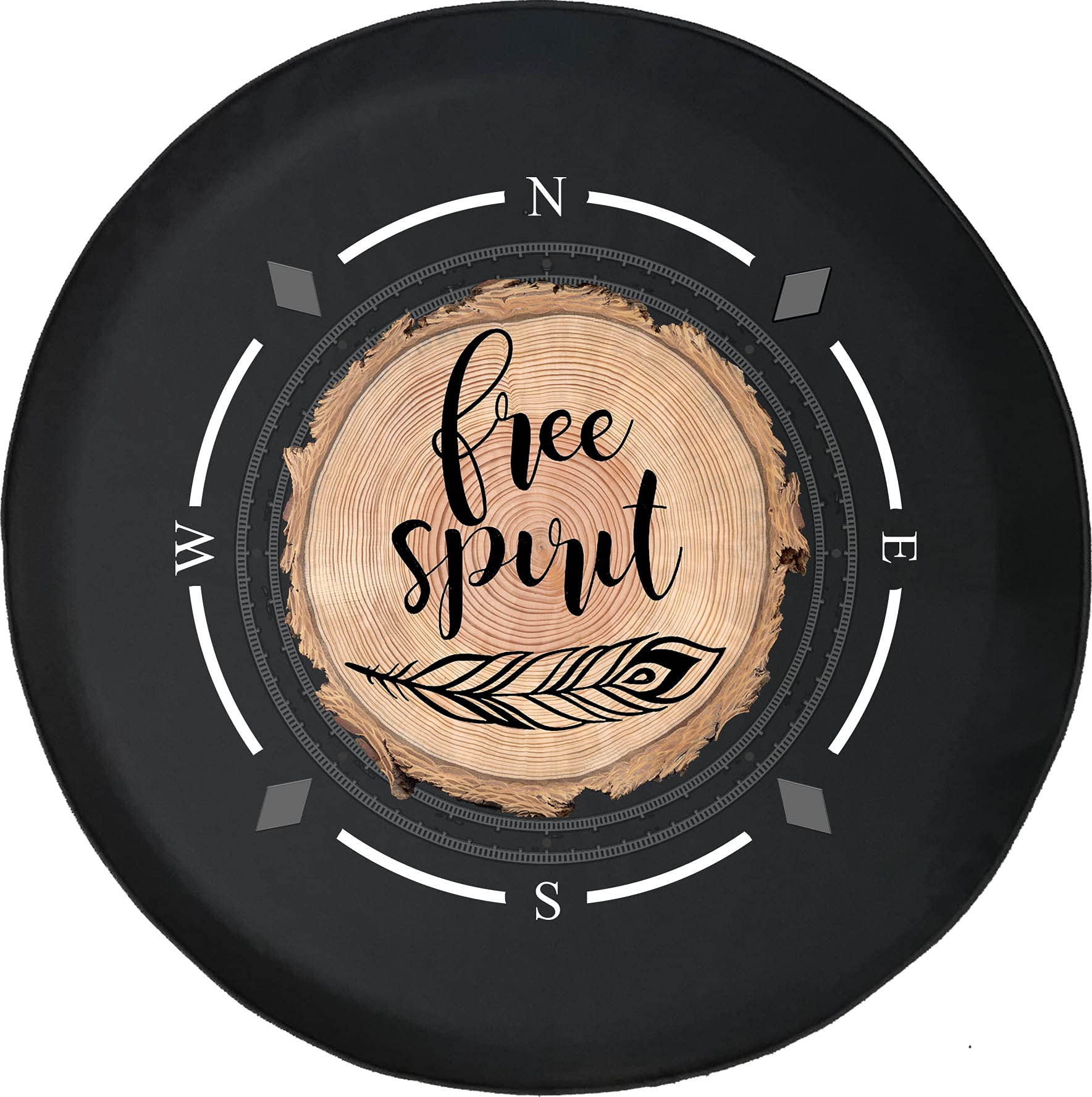 Premium American Unlimited Spare Tire Cover with Compass Design - Free Spirit Style for Girls - Universal Fit SUV, Trailer, RV & Most Vehicles - Perfect for Road Trips & Outdoor Adventures