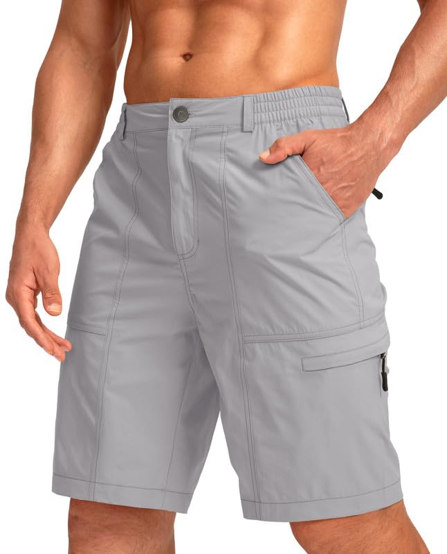 Viodia Men's Quick-Dry Hiking Cargo Shorts with 6 Pockets - Lightweight Stretch Outdoor Shorts for Fishing, Golf & Summer Adventures