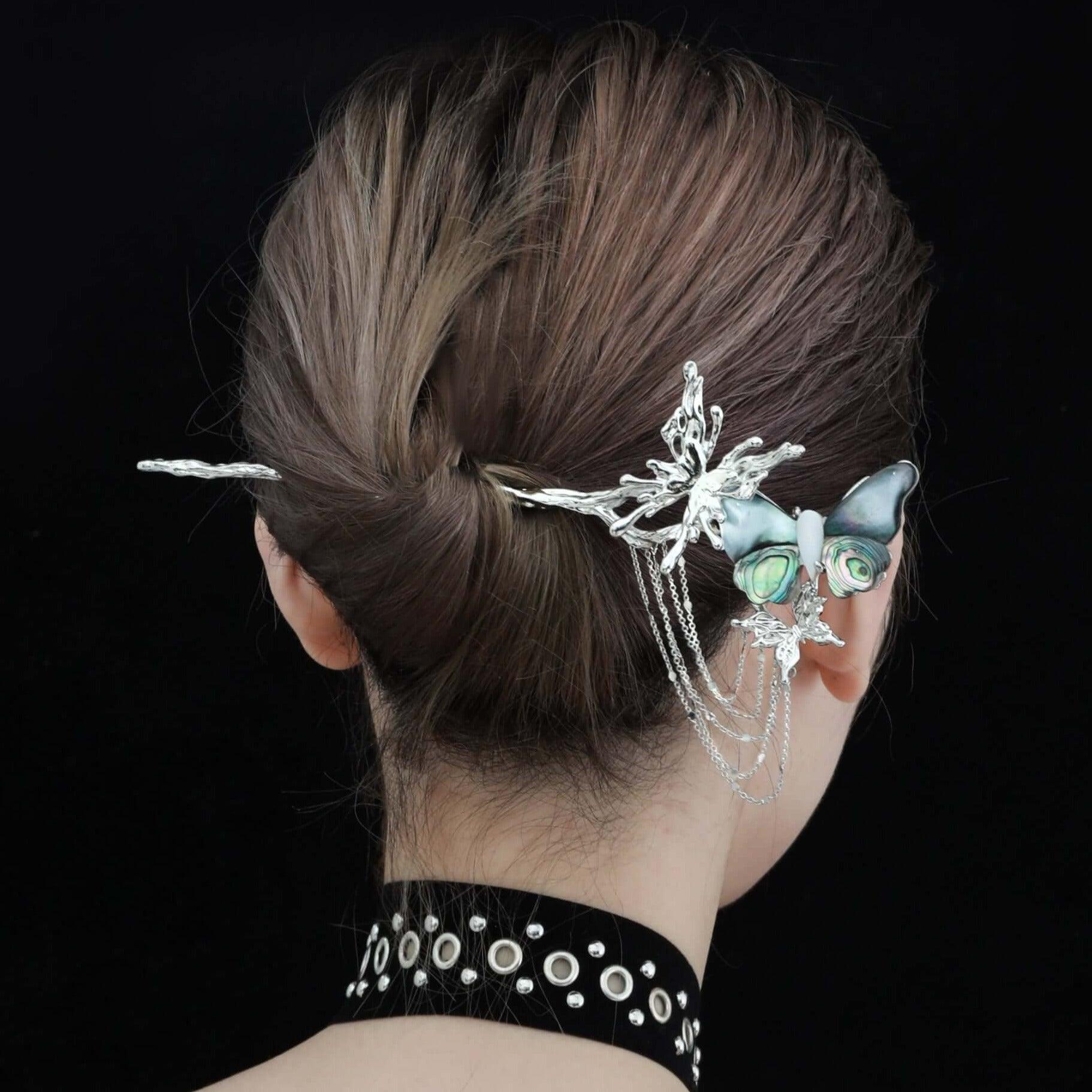 18K Gold Plated Abalone Shell Butterfly Hair Clip - Elegant Hair Accessory for Women, Bridal Hairpin, Boho Wedding Hair Jewelry - Perfect for Weddings, Parties & Special Occasions