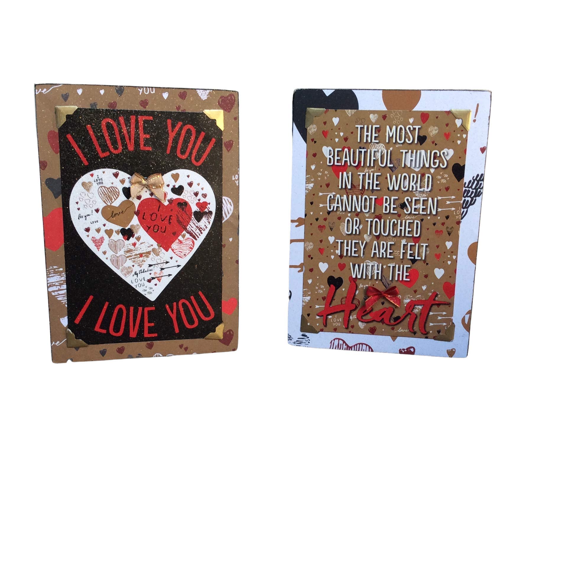 Valentine's Day Decorations - 2-Piece 'I Love You' Felt Heart Box Signs for Romantic Home Decor & Gift Giving