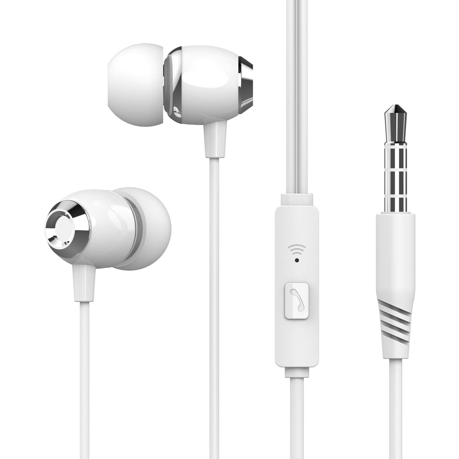 Premium Wired Earphones with Hi-Fi Sound & Built-in Mic - Compatible with Motorola Moto G Stylus 5G (2022) - Noise Isolating In-Ear Headphones for Clear Calls & Music - Perfect for Commuting, Gaming & Workouts - White