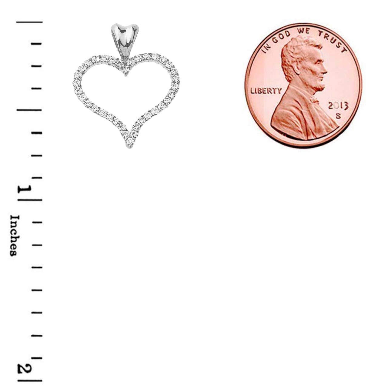 Fine Sterling Silver Diamond Open Heart Charm Pendant Necklace for Women - Elegant Jewelry Gift for Valentine's Day, Anniversary & Special Occasions