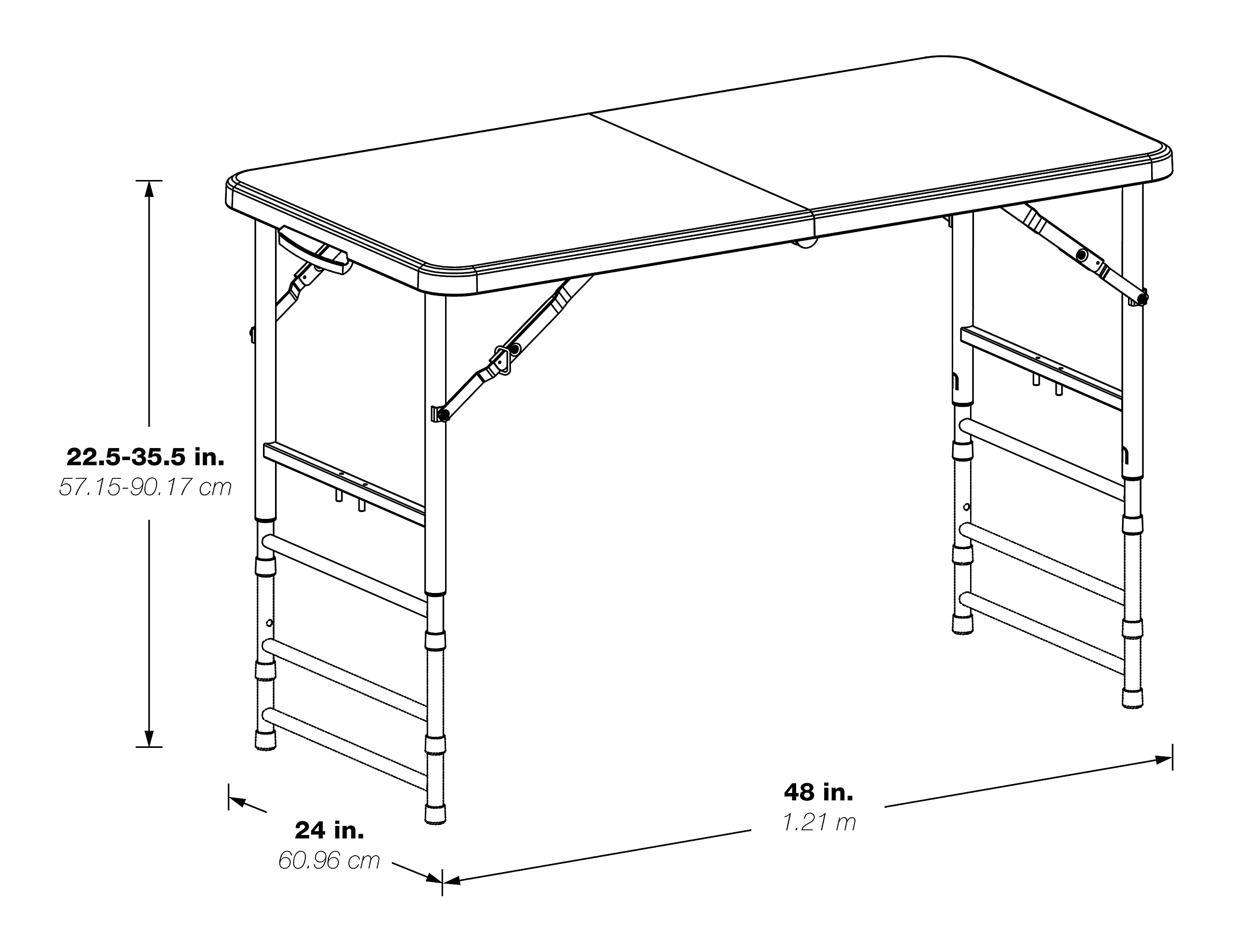 Office Star Adjustable Height 4-Ft Light Gray Resin Folding Table - Perfect for Home Office, Conference Rooms & Event Spaces