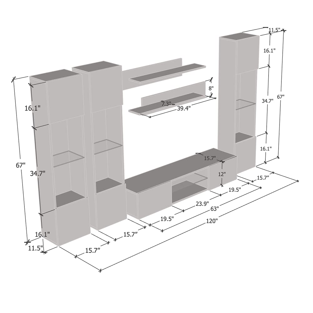 Fly CD3 33-Inch Wall-Mounted TV Stand - Modern Floating Entertainment Center with Storage Shelves & LED Lights for Bedroom & Living Room - White | Space-Saving Media Console for Small Apartments & Home Theaters