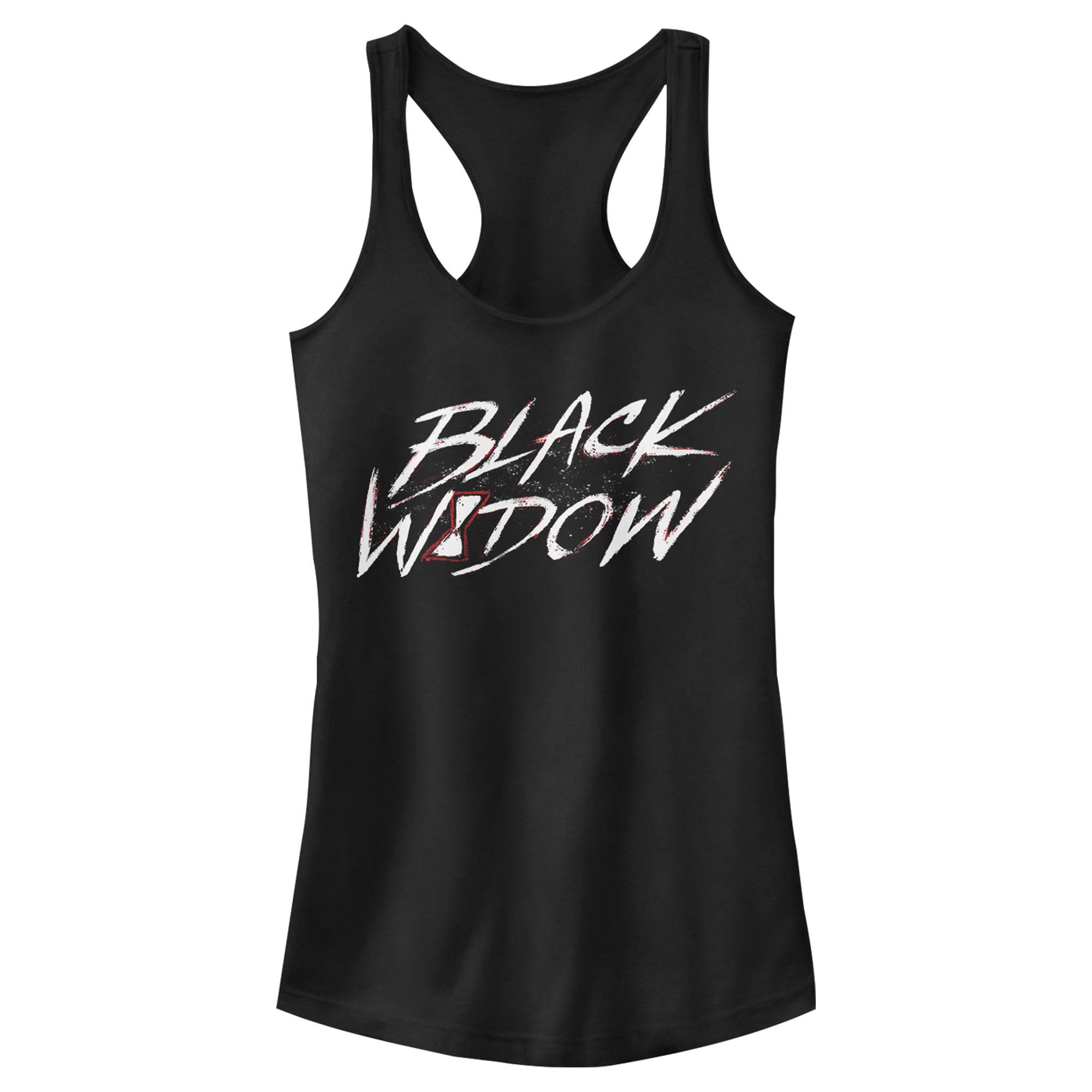 Marvel Black Widow Chalk Logo Racerback Tank Top for Women - Junior's Graphic Muscle Tee for Cosplay, Comic Con & Superhero Fans