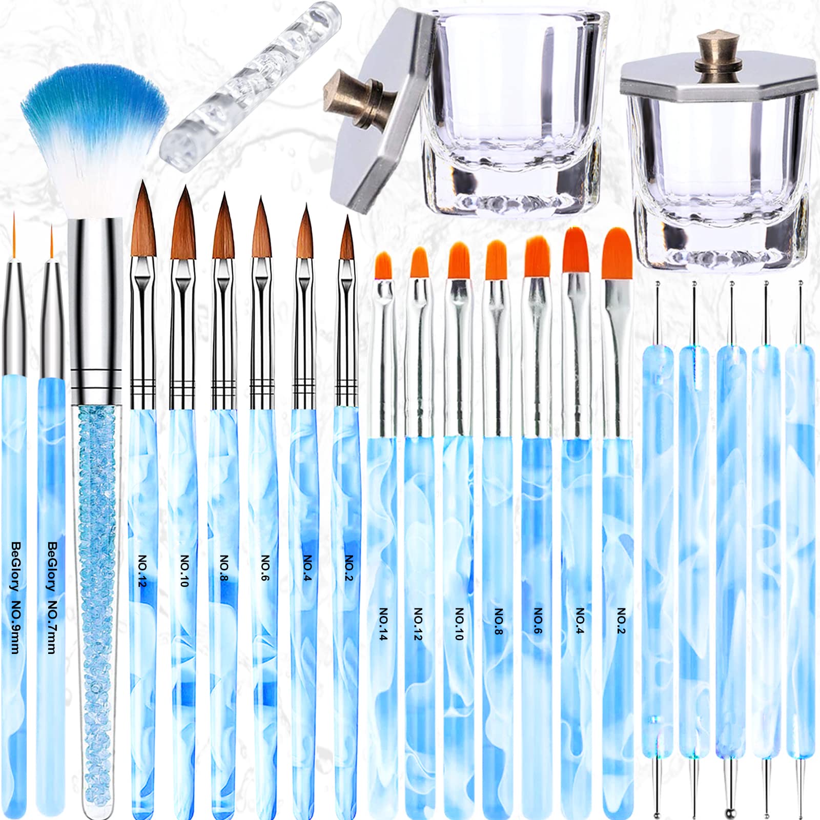 24PCS Acrylic Nail Brush Set for Nail Art & Extensions - Professional Nail Kit for Salon & Home Use