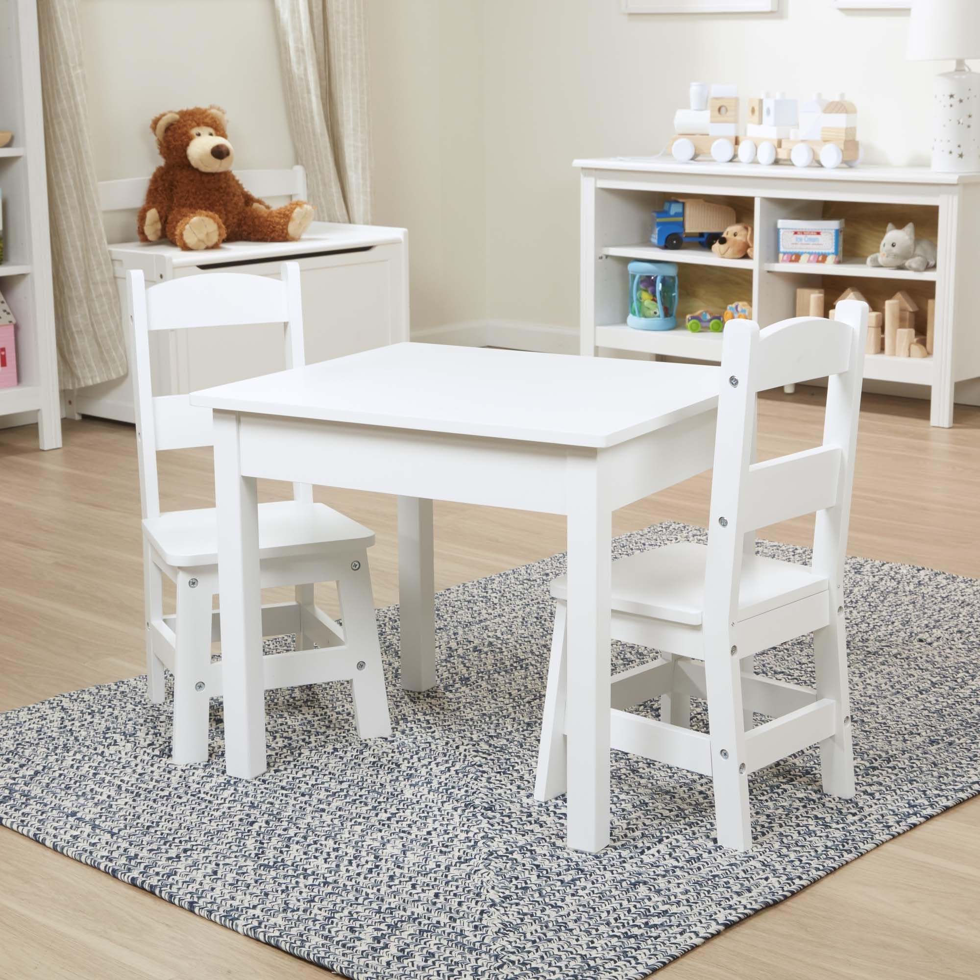 Melissa & Doug White Wooden Kids Table and Chairs Set - Durable Children's Bedroom Furniture for Playroom, Learning & Creative Activities - Perfect Gift for Boys & Girls Ages 3+ (Ideal for Arts & Crafts, Tea Parties, Homework & Pretend Play)