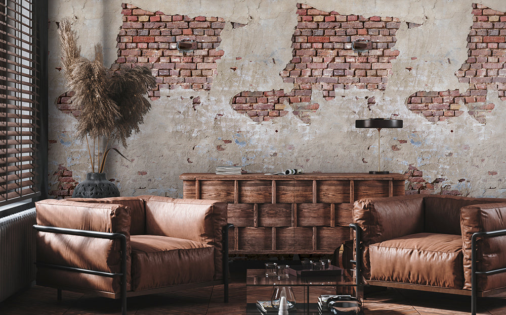 The Wall 2 Rendered Brick Wallpaper - Self-Adhesive Peel & Stick Wall Mural for Home Decor, Living Room, Bedroom, and Office