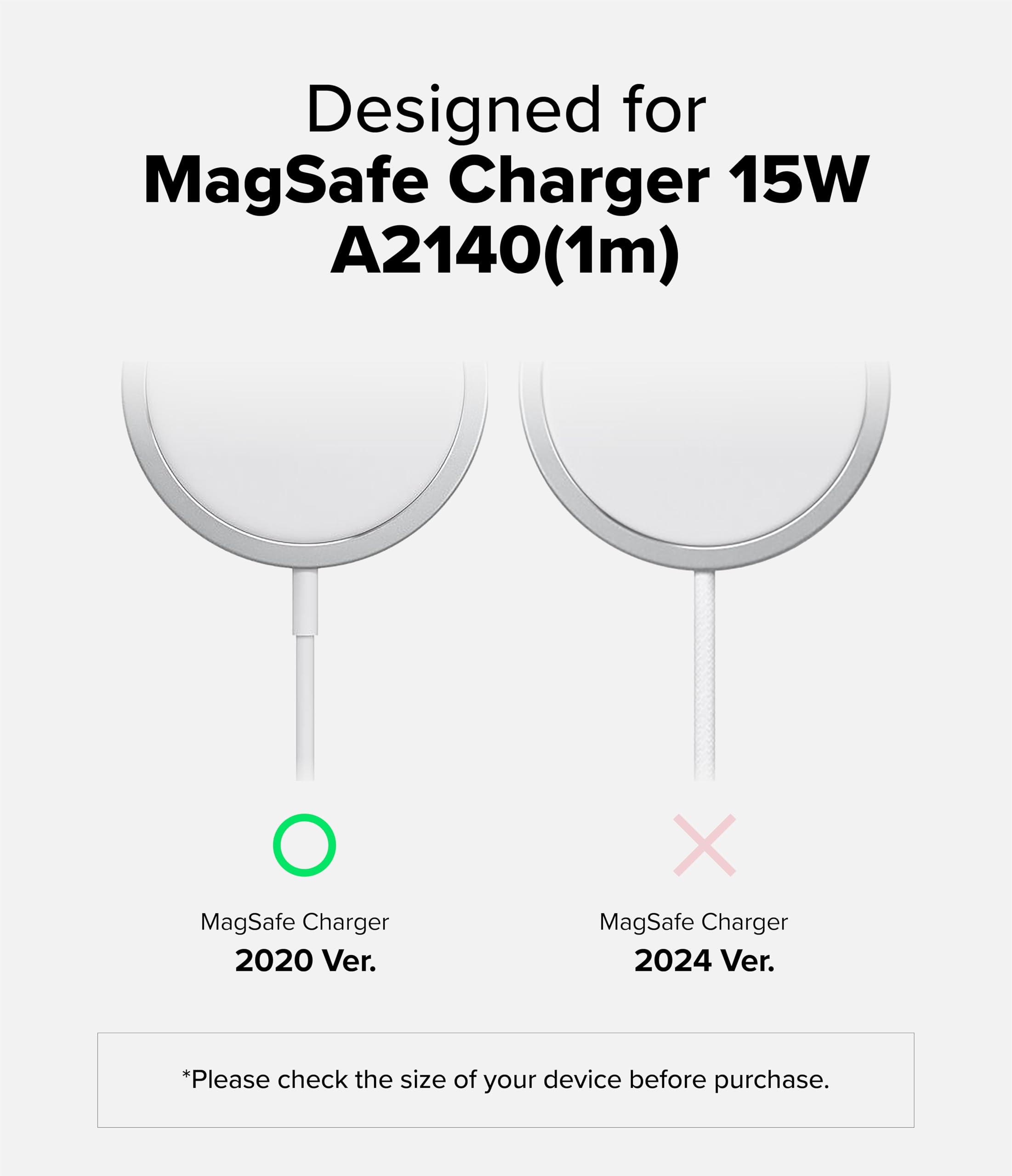 Ringke Slim MagSafe Charger Case - Compatible with iPhone 15W Wireless Charging Pad (A2140, 1M) | Matte Clear Protective Cover | Perfect for Home, Office & Travel Charging