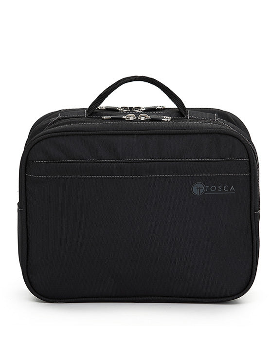 TOSCA TCA583 13-Inch Deluxe Hanging Travel Organizer - Black | Perfect for Suitcases, Closets & Business Trips | Compact Storage for Toiletries, Jewelry & Accessories