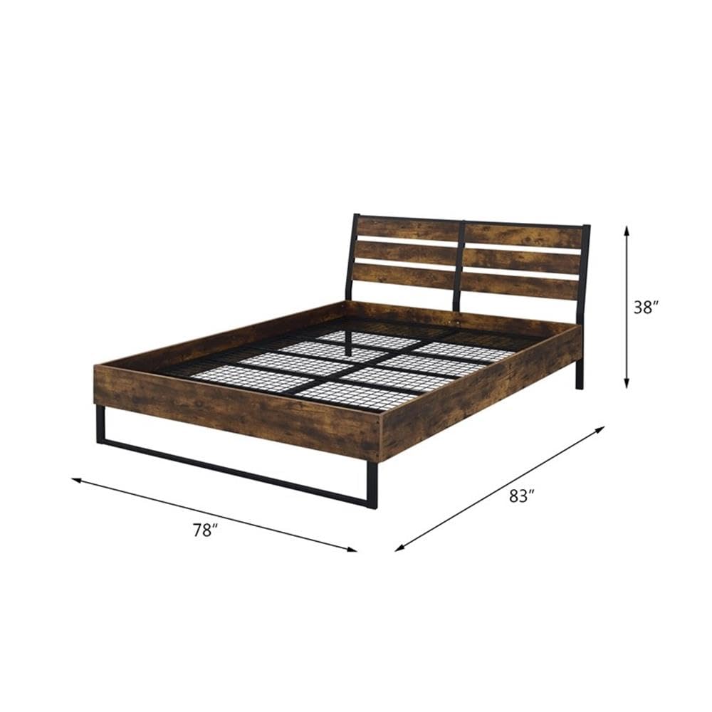 Acme Juvanth Eastern King Wooden Panel Bed - Solid Oak Frame with Black Finish - Perfect for Master Bedrooms & Guest Rooms