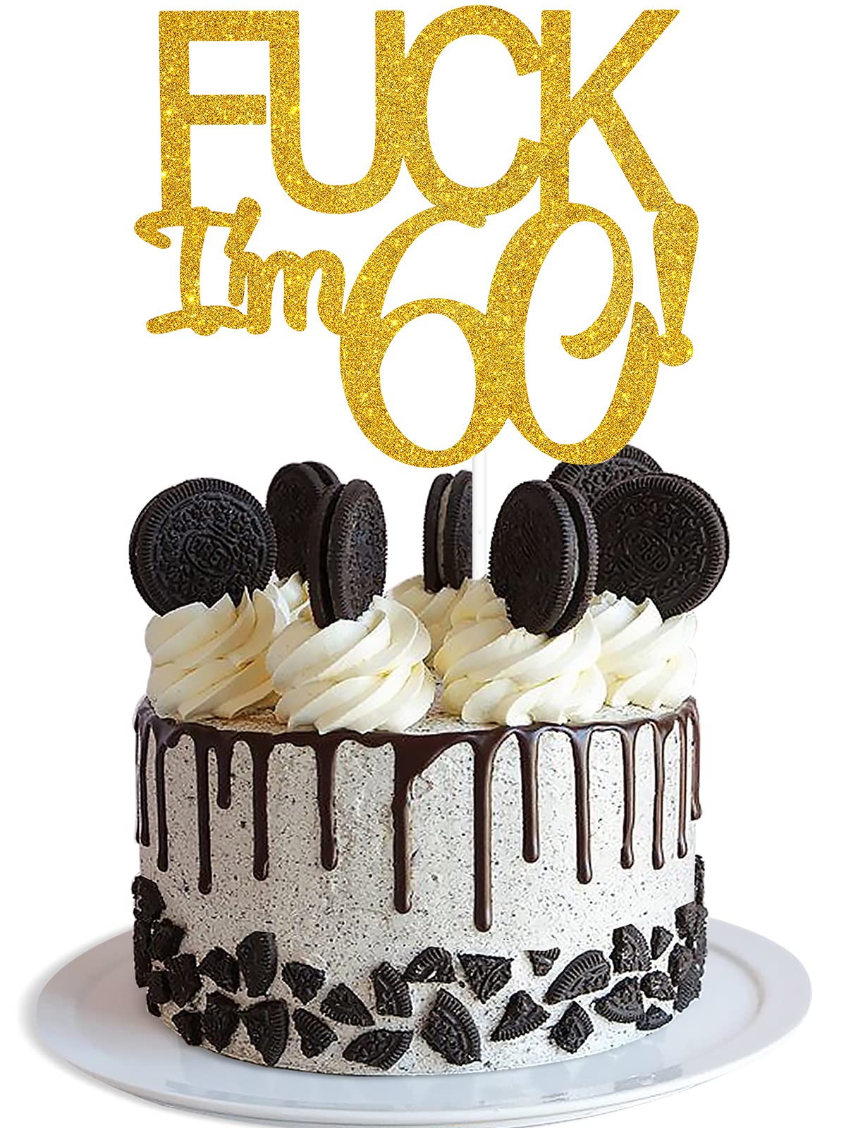 60th Birthday Cake Topper for Men - Gold Glitter Happy 60th Birthday Decorations - Cheers to 60 Years - Perfect for Retirement Parties & Milestone Celebrations