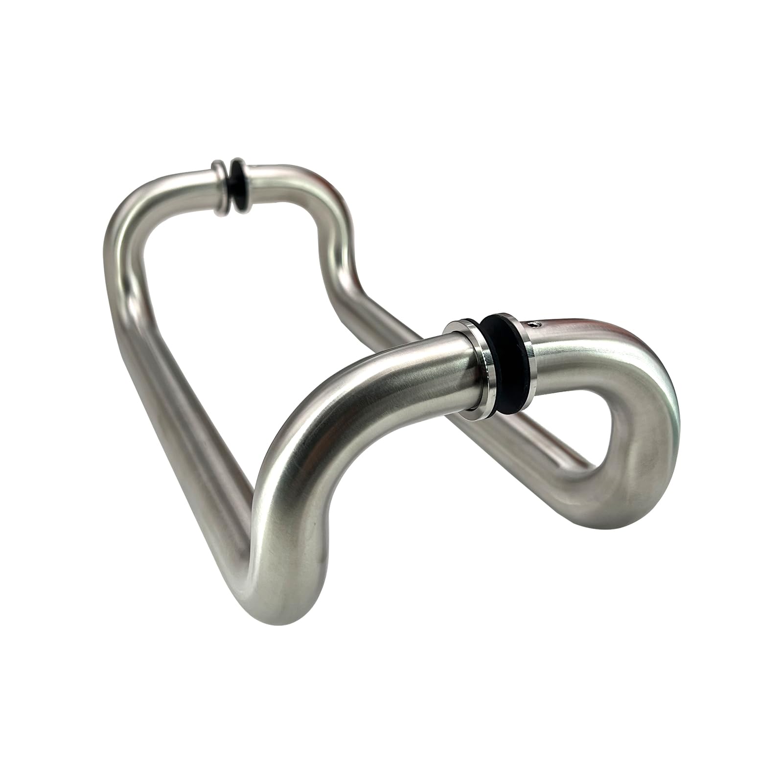 Stainless Steel Offset Back-to-Back Pull Handle for Glass & Aluminum Doors - Satin Finish, Durable & Corrosion-Resistant - Perfect for Commercial Entrances, Office Buildings & Modern Home Interiors