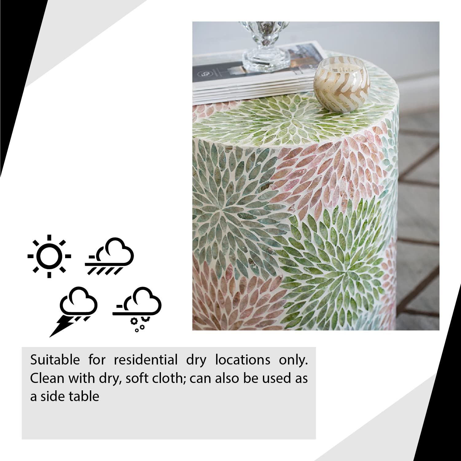 A&B Home Cylinder Capiz Stool - 18